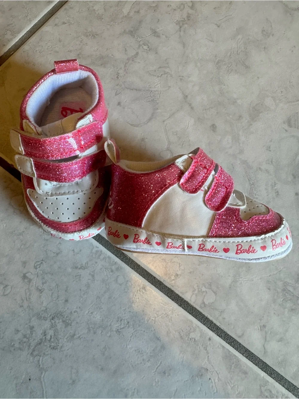 Barbie Pink Glitter Strap Baby Walker Shoes